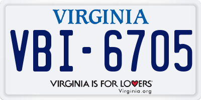 VA license plate VBI6705