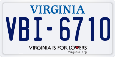 VA license plate VBI6710