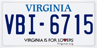 VA license plate VBI6715