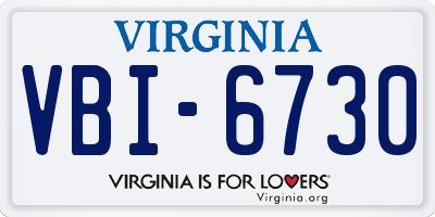 VA license plate VBI6730
