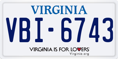 VA license plate VBI6743