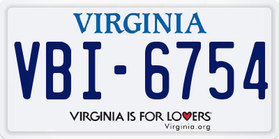 VA license plate VBI6754