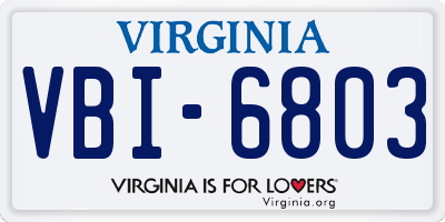 VA license plate VBI6803