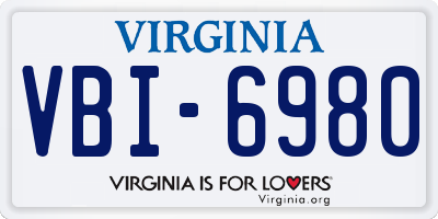VA license plate VBI6980