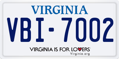 VA license plate VBI7002