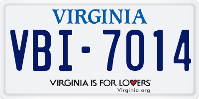 VA license plate VBI7014