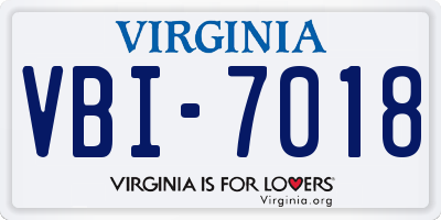VA license plate VBI7018
