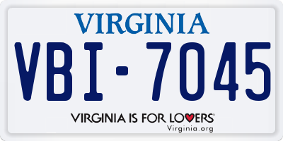 VA license plate VBI7045