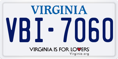 VA license plate VBI7060