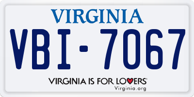VA license plate VBI7067