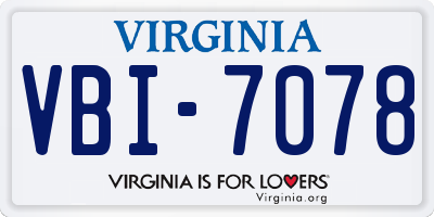 VA license plate VBI7078