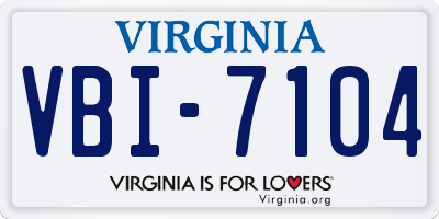 VA license plate VBI7104