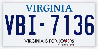VA license plate VBI7136