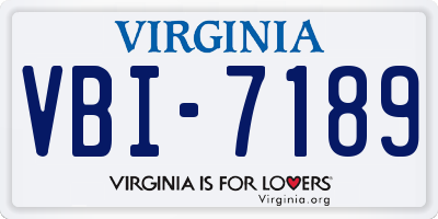 VA license plate VBI7189
