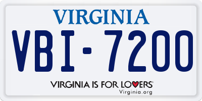 VA license plate VBI7200