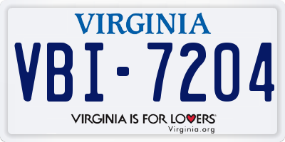 VA license plate VBI7204