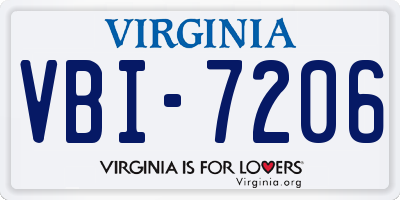 VA license plate VBI7206