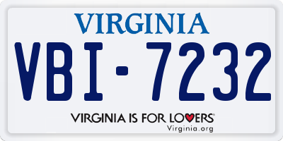 VA license plate VBI7232