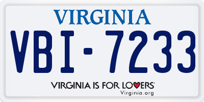 VA license plate VBI7233