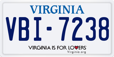 VA license plate VBI7238