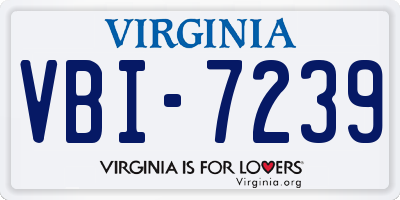 VA license plate VBI7239