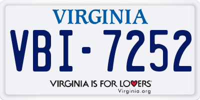 VA license plate VBI7252