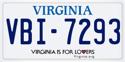VA license plate VBI7293