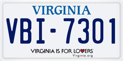 VA license plate VBI7301