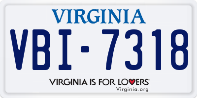 VA license plate VBI7318