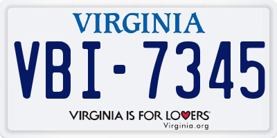 VA license plate VBI7345