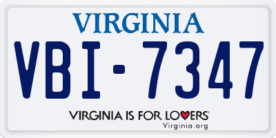 VA license plate VBI7347