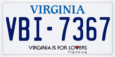 VA license plate VBI7367