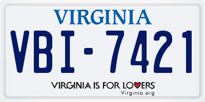 VA license plate VBI7421