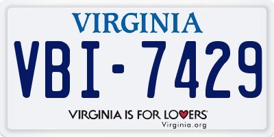 VA license plate VBI7429
