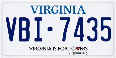 VA license plate VBI7435