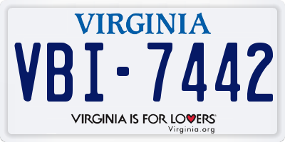 VA license plate VBI7442