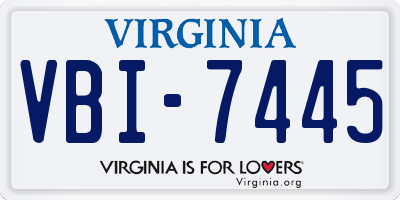 VA license plate VBI7445