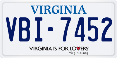 VA license plate VBI7452