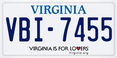 VA license plate VBI7455