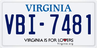 VA license plate VBI7481