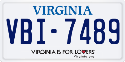 VA license plate VBI7489