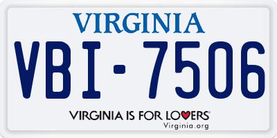 VA license plate VBI7506