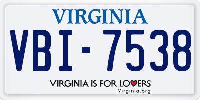 VA license plate VBI7538