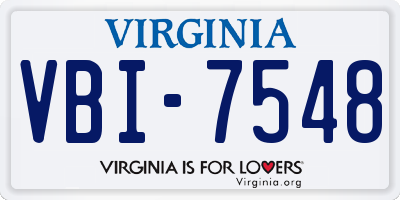 VA license plate VBI7548