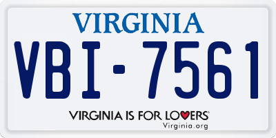 VA license plate VBI7561