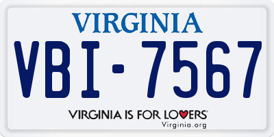 VA license plate VBI7567