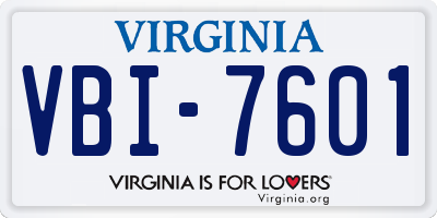 VA license plate VBI7601