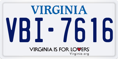 VA license plate VBI7616