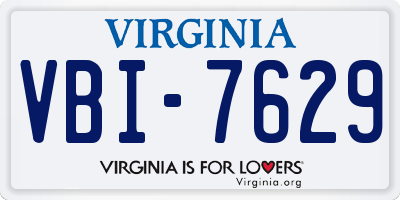 VA license plate VBI7629