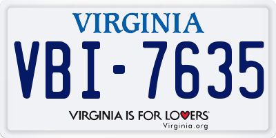 VA license plate VBI7635